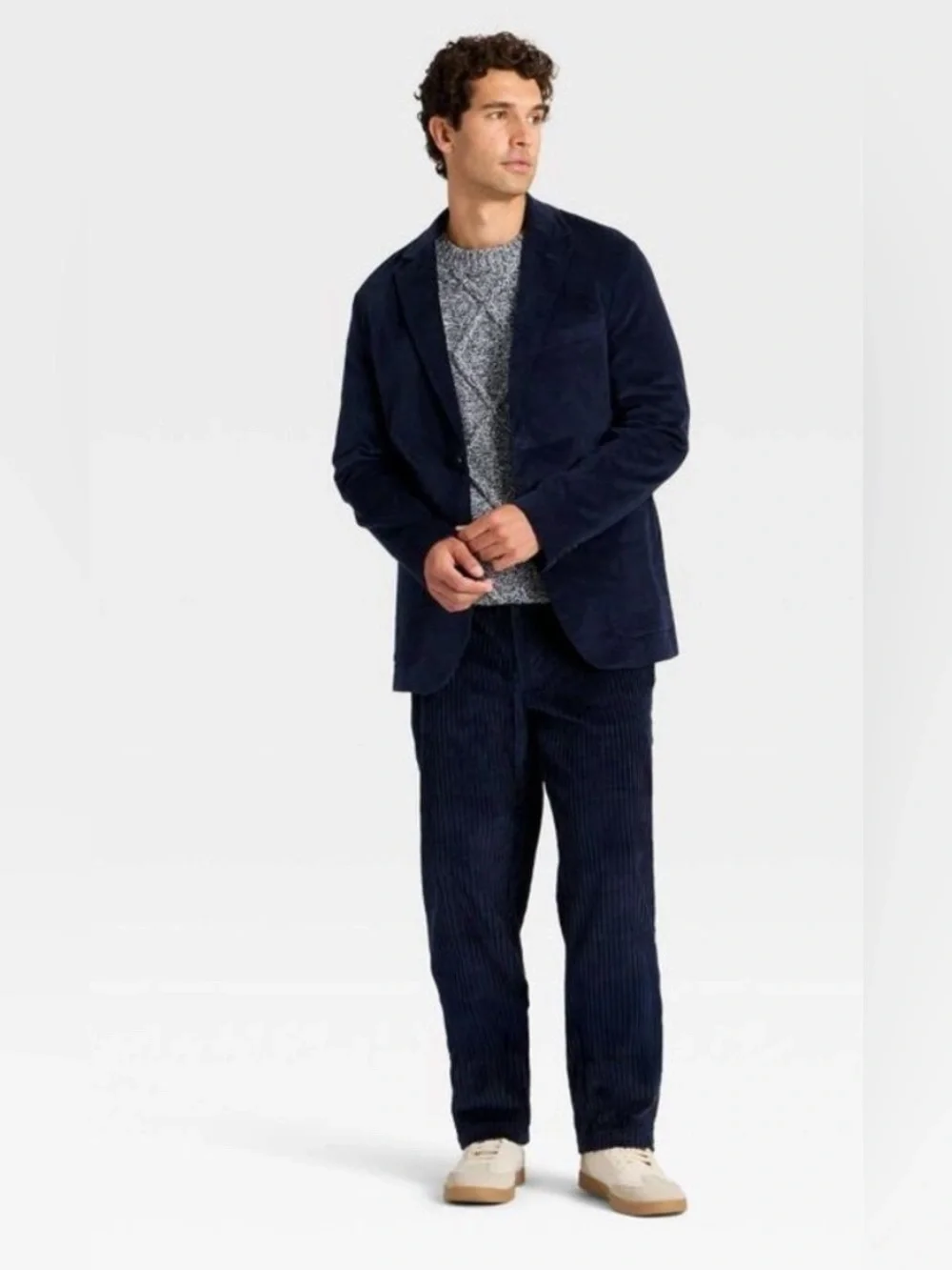 Open Box - Houston White -  Men's Velvet Blazer - Blue M Blue